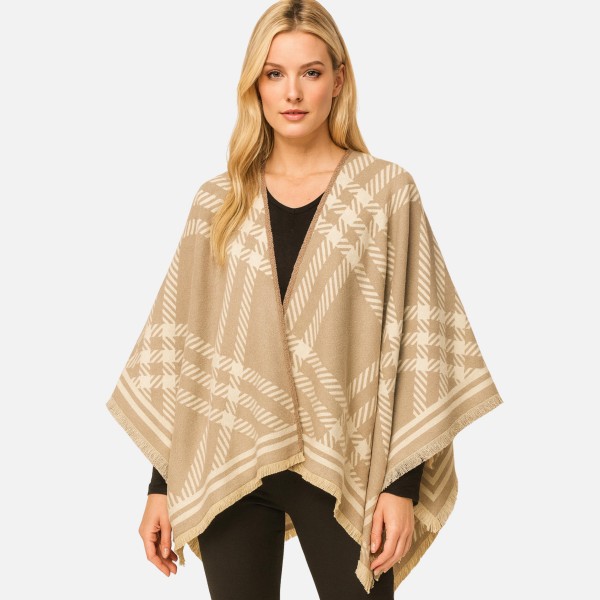 Do Everything In Love Check Print Ruana Wrap

- One Size Fits Most ( 0-14)
- L 59" x W 51.2"
- 100% Polyester