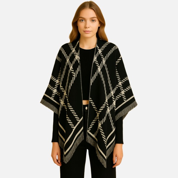 Do Everything In Love Check Print Ruana Wrap

- One Size Fits Most ( 0-14)
- L 59" x W 51.2"
- 100% Polyester