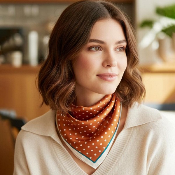 Polka Dots Print Bandana Scarf

- Multi-Use: Scarf, Bandana, Bag Tie ETC
- Approximately 27.5"L X 27.5"W
- 100% Polyester