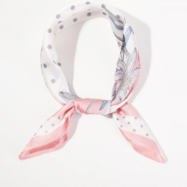 Polka Dot & Daisey Print Bandana Scarf

- Multi-Use: Scarf, Bandana, Bag Tie ETC
- Approximately 27.5"L X 27.5"W
- 100% Polyester