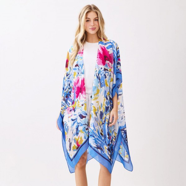 Abstract Floral Print Kimono 

- One Size 35" X 36" 
- 100% Polyester 