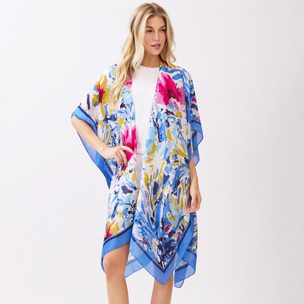 Abstract Floral Print Kimono 

- One Size 35" X 36" 
- 100% Polyester 