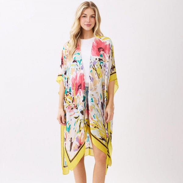 Abstract Floral Print Kimono 

- One Size 35" X 36" 
- 100% Polyester 