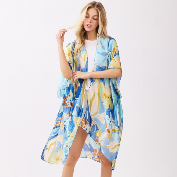 Vibrant Botanical Print Kimono 

- One Size 35" X 36" 
- 100% Polyester 