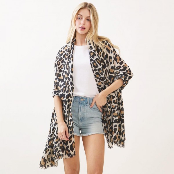 Leopard Print Scarf - One Size Fits Most 35"-70" - 100% Polyester view 5