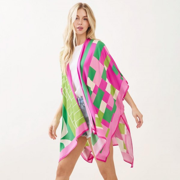 Geometric Print Kimono 

- One Size Fits Most 40" X 60" 
- 100% Viscose 