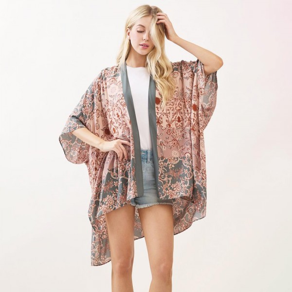 Bohemian Floral Paisley Print Kimono 

- One Size Fits Most 40" X 60" 
- 100% Viscose 