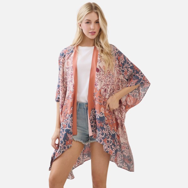 Bohemian Floral Paisley Print Kimono 

- One Size Fits Most 40" X 60" 
- 100% Viscose 