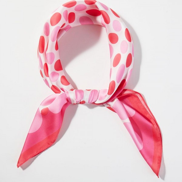 Polka Dots Print Bandana Scarf

- Multi-Use: Scarf, Bandana, Bag Tie ETC
- Approximately 27.5"L X 27.5"W
- 100% Polyester