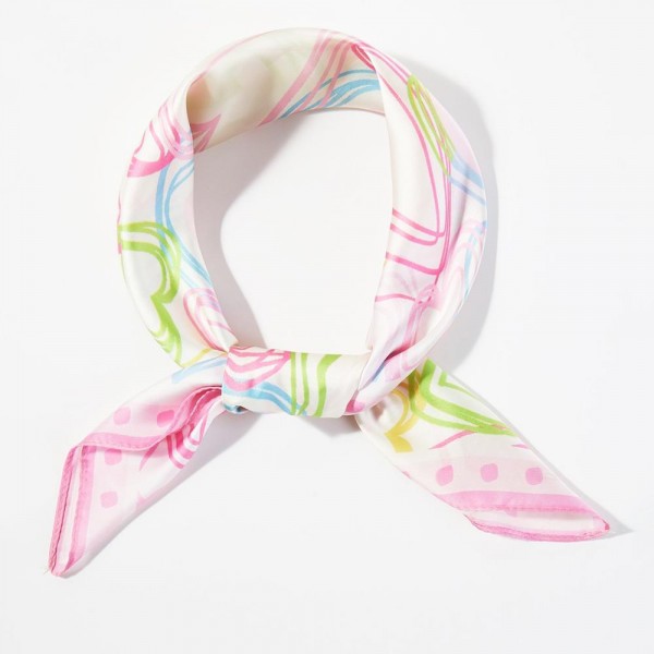 layered Hearts Print Bandana Scarf

- Multi-Use: Scarf, Bandana, Bag Tie ETC
- Approximately 27.5"L X 27.5"W
- 100% Polyester