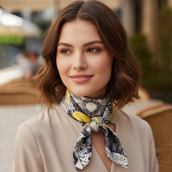 Orange Mosaic Print Bandana Scarf

- Multi-Use: Scarf, Bandana, Bag Tie ETC
- Approximately 27.5"L X 27.5"W
- 100% Polyester