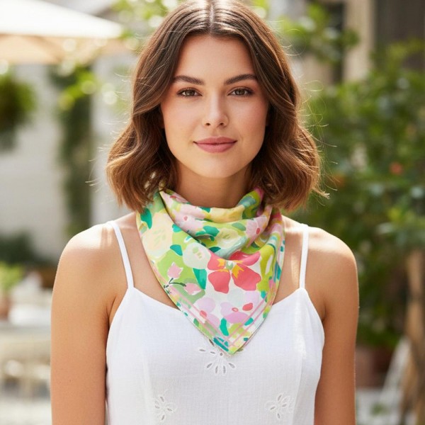Abstract Garden Print Bandana Scarf

- Multi-Use: Scarf, Bandana, Bag Tie ETC
- Approximately 27.5"L X 27.5"W
- 100% Polyester