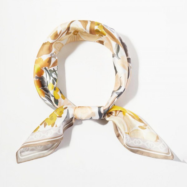 Floral Print Bandana Scarf

- Multi-Use: Scarf, Bandana, Bag Tie ETC
- Approximately 27.5"L X 27.5"W
- 100% Polyester