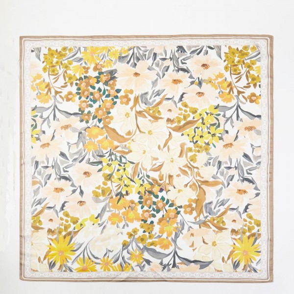 Floral Print Bandana Scarf - Multi-Use: Scarf, Bandana, Bag Tie ETC - Approximately 27.5"L X 27.5"W - 100% Polyester view 5