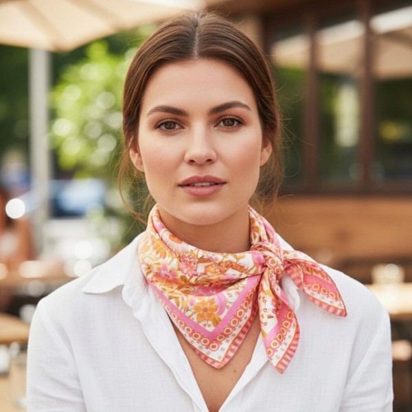 Retro Floral Print Bandana Scarf

- Multi-Use: Scarf, Bandana, Bag Tie ETC
- Approximately 27.5"L X 27.5"W
- 100% Polyester
