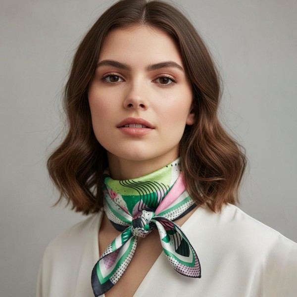 Abstract Collage Print Bandana Scarf

- Multi-Use: Scarf, Bandana, Bag Tie ETC
- Approximately 27.5"L X 27.5"W
- 100% Polyester