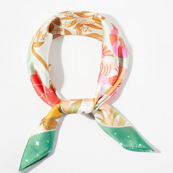 Seaside Feast Print Bandana Scarf

- Multi-Use: Scarf, Bandana, Bag Tie ETC
- Approximately 27.5"L X 27.5"W
- 100% Polyester