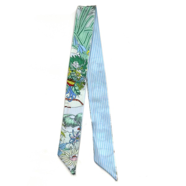 Silky Floral & Stripe Print Skinny Scarf

- Multi-Use: Scarf, Hair Bow, Bag Tie ETC
- Approximately 35" L X 2" W
- 100% Polyester