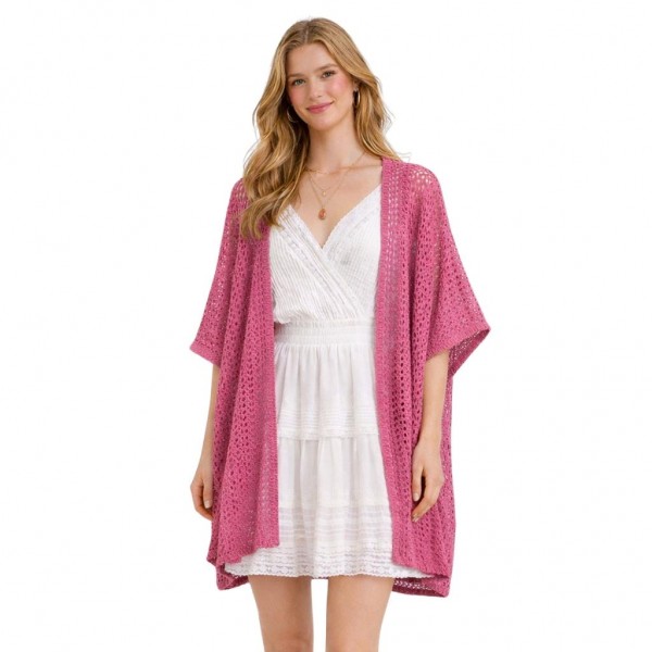 Do Everything In Love Open Knit Kimono

- Approximately 31.5" L X 33.5" W
- 100% Polyester 