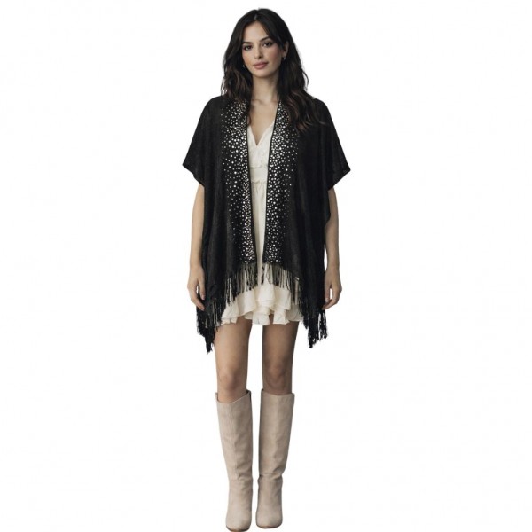 Do Everything In Love Lurex Kimono With Sequin Details 

- Approximately 33.5" L X 37.4" W
- 100% Polyester 