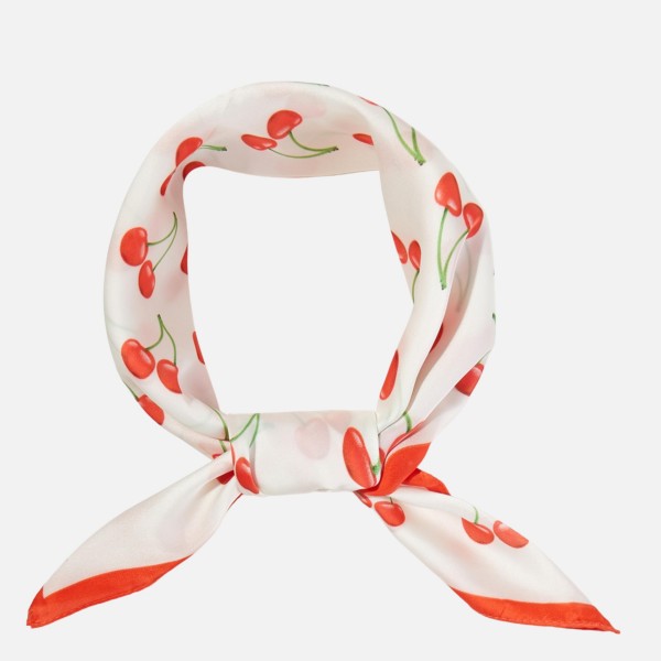 Cherries Print Bandana Scarf

- Multi-Use: Scarf, Bandana, Bag Tie ETC
- Approximately 27.5"L X 27.5"W
- 100% Polyester