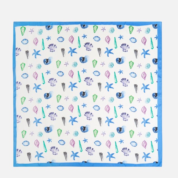 Sea Shell & Starfish Print Bandana Scarf - Multi-Use: Scarf, Bandana, Bag Tie ETC - Approximately 27.5"L X 27.5"W - 100% Polyester view 5
