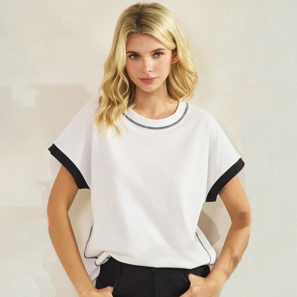 Two Tone T-Shirt With Contrast Seam (6-Pack)

- Round Neck 
- Sculpted Side Seams 
- Soft & Breathable 
- 100% Cotton 
