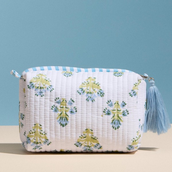 Floral Print Quilted Pouch With Tassel

- Full Zip Closure
- Stripe Print Inside
- Approximately  7" L X 5" T X 3.5" D