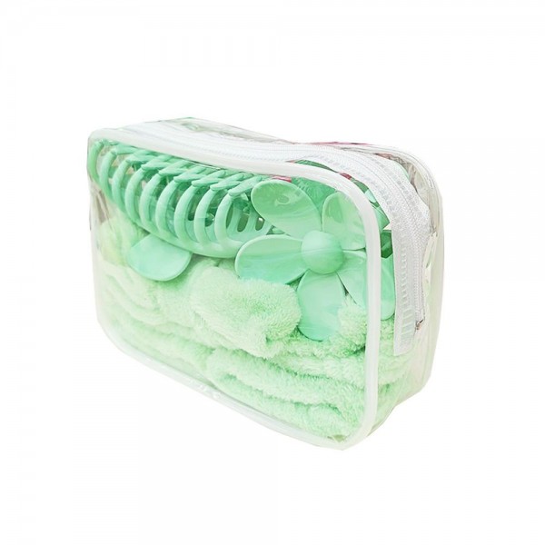 Skincare Headband Set (16pc)

- 2 Terrycloth Wristbands 
- 1 Terrycloth Bow Headband 
- 3 Claw Hair Clips 
- 10 Stretch Hair Ties 
- Clear Bag Included 
- Approximately 7" L X 4.5" T X 2" D

