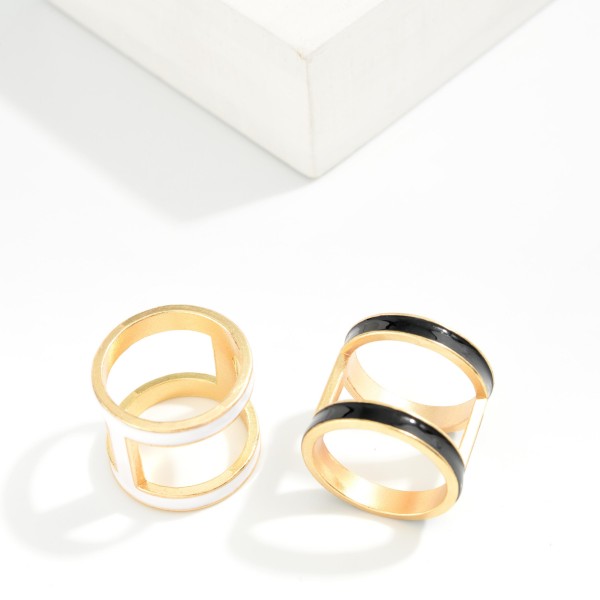 Do Everything In Love Metal I Shaped Enamel Scarf Ring

- Approximately 1" L 