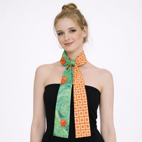 Do Everything In Love Geometric Shape & Watercolor Print Skinny Scarf

- Multi-Use: Scarf, Hair Bow, Bag Tie ETC
- Approximately 47" L X 3" W
- 100% Polyester