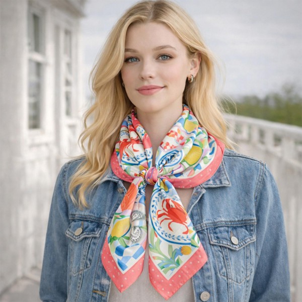Do Everything In Love Citrus Print Bandana Scarf

- Multi-Use: Scarf, Bandana, Bag Tie ETC
- Approximately 27.6"L X 27.6"W
- 100% Polyester