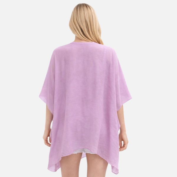 Faux Linen V Neck Poncho

- One Size Fits Most 
-100% Polyester