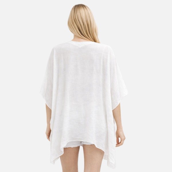 Faux Linen V Neck Poncho

- One Size Fits Most 
-100% Polyester
