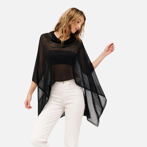 Sheer Knit Cropped Poncho 

- One Size Fits Most 
- 100% Polyester 