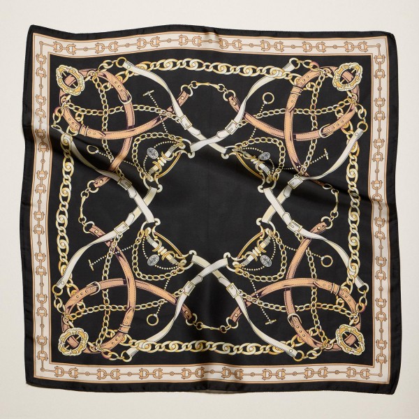 Horse Bit Print Bandana Scarf

- Multi-Use: Scarf, Bandana, Bag Tie ETC
- Approximately 27.5"L X 27.5"W
- 100% Polyester