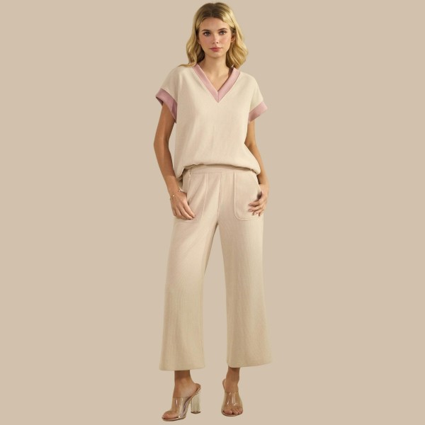 Two Tone Corduroy Short Sleeve Top (6-Pack)

- Relaxed Fit 
- V-Neck
- 98% Polyester / 2% Spandex 