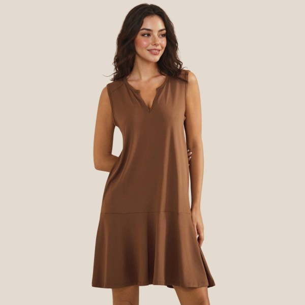 Flowy Sleeveless Peach Skin Dress (6-Pack)

- Split Neckline
- Flounce Hem
- Soft & Breathable
- 98% Polyester 2% Spandex 