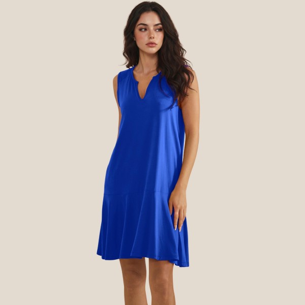 Flowy Sleeveless Peach Skin Dress (6-Pack)

- Split Neckline
- Flounce Hem
- Soft & Breathable
- 98% Polyester 2% Spandex 