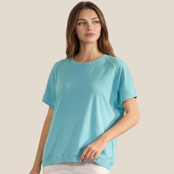 Loose Fit Short Sleeve Top (6-Pack)

- Ribbed
- Crew Neckline
- Short Sleeve
- Curved Hem
- Soft & Breathable
- 95% Viscose 5% Spandex 