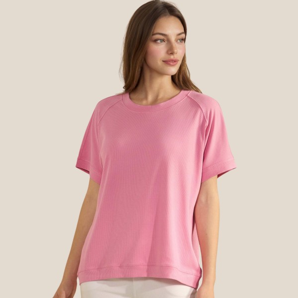 Loose Fit Short Sleeve Top (6-Pack)

- Ribbed
- Crew Neckline
- Short Sleeve
- Curved Hem
- Soft & Breathable
- 95% Viscose 5% Spandex 