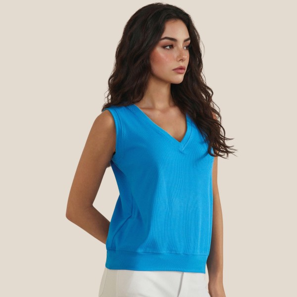 Ribbed Loose V-Neck Tank Top (6-Pack) - V Neckline - Sleeveless - Relaxed Fit - Ribbed - 95% Viscose 5% Spandex Pack Breakdown: S-2, M-2, L-2 view 5