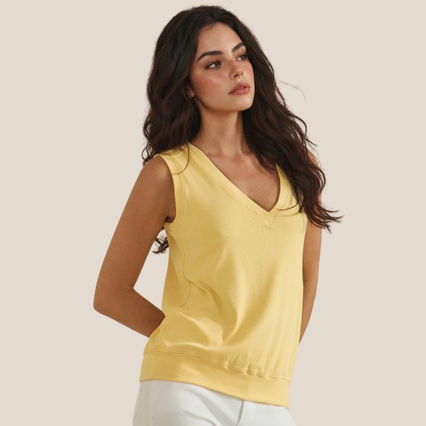 Ribbed Loose V-Neck Tank Top (6-Pack) - V Neckline - Sleeveless - Relaxed Fit - Ribbed - 95% Viscose 5% Spandex Pack Breakdown: S-2, M-2, L-2 view 5