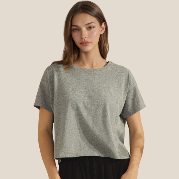 Cotton Crewneck Cropped Short Sleeve Top (6-Pack)

- Relaxed Fit 
- Soft & Breathable 
- 100% Cotton 