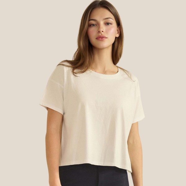 Cotton Crewneck Cropped Short Sleeve Top (6-Pack)

- Relaxed Fit 
- Soft & Breathable 
- 100% Cotton 