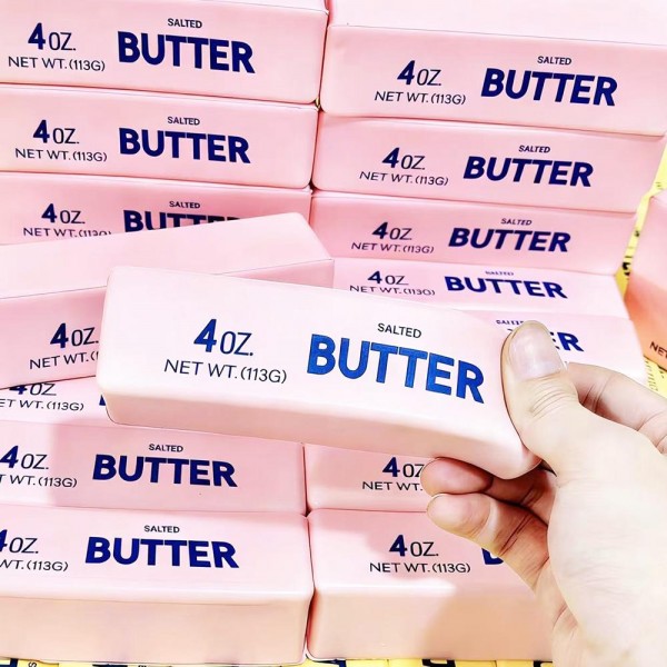 Butter Stick Squishy Toy

- Soft novelty squishy toy designed to look like a classic butter stick.
- Ages 3+
- Approximately 5.5" L