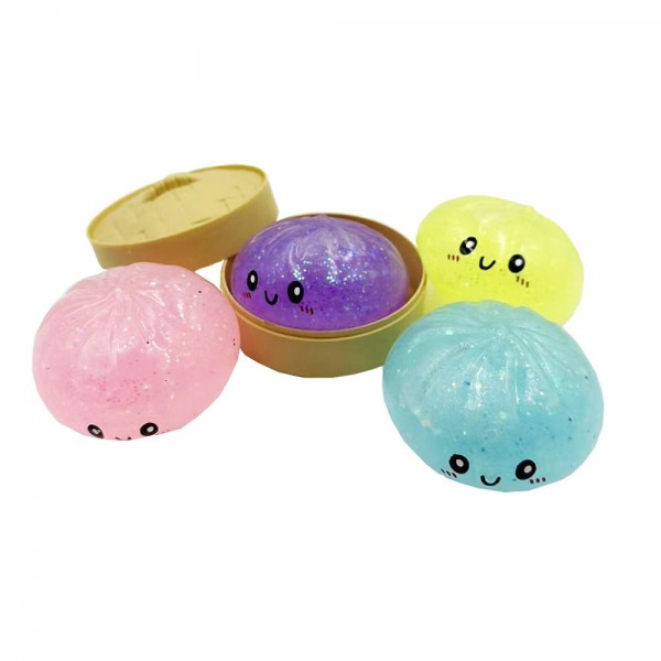 Dumpling Squishy Toy

Cute novelty squishy toy designed as a smiling dumpling in a bamboo-style steamer. Perfect for gifts, impulse buys, and food-themed novelty displays.

- Ages 3+
- Approximately 3" L