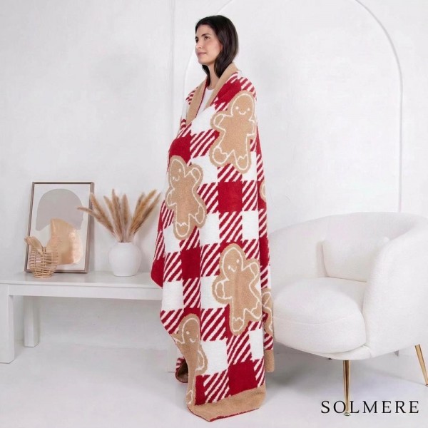 Solmere Blanket – Plaid Gingerbread Man Blanket

Wrap yourself in pure indulgence. Our Solmere Blanket combines a fashion-forward design with an irresistibly soft hand-feel that’s as beautiful as it is cozy.

- Luxuriously Soft – Crafted from ultra-plush, high-quality fibers you’ll want to snuggle into all season long.

- Perfectly Sized – Approximately 50” W x 60” L, perfect for draping over your sofa, bed, or yourself.

- Premium Craftsmanship – 100% polyester for lasting softness, warmth, and easy care.

- Thoughtful Packaging – Each blanket is tied with a branded ribbon in a bow and includes two cards: one featuring the SOLMERE brand and another showcasing a high-quality image of the blanket’s print. Individually packaged

Once you touch it, you’ll understand why SOLMERE blankets are love at first feel.