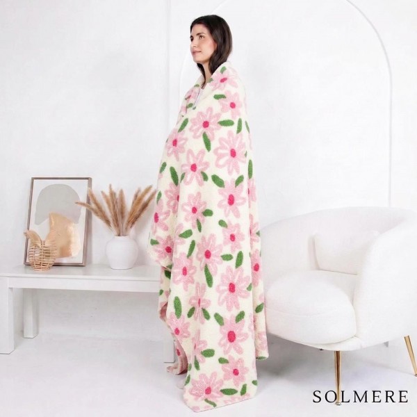 Solmere Blanket – Pink Floral Blanket

Wrap yourself in pure indulgence. Our Solmere Blanket combines a fashion-forward design with an irresistibly soft hand-feel that’s as beautiful as it is cozy.

- Luxuriously Soft – Crafted from ultra-plush, high-quality fibers you’ll want to snuggle into all season long.

- Perfectly Sized – Approximately 50” W x 60” L, perfect for draping over your sofa, bed, or yourself.

- Premium Craftsmanship – 100% polyester for lasting softness, warmth, and easy care.

- Thoughtful Packaging – Each blanket is tied with a branded ribbon in a bow and includes two cards: one featuring the SOLMERE brand and another showcasing a high-quality image of the blanket’s print. Individually packaged

Once you touch it, you’ll understand why SOLMERE blankets are love at first feel.