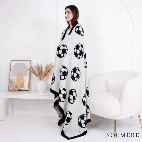 Solmere Blanket – 3D Soccer Blanket

Wrap yourself in pure indulgence. Our Solmere Blanket combines a fashion-forward design with an irresistibly soft hand-feel that’s as beautiful as it is cozy.

- Luxuriously Soft – Crafted from ultra-plush, high-quality fibers you’ll want to snuggle into all season long.

- Perfectly Sized – Approximately 50” W x 60” L, perfect for draping over your sofa, bed, or yourself.

- Premium Craftsmanship – 100% polyester for lasting softness, warmth, and easy care.

- Thoughtful Packaging – Each blanket is tied with a branded ribbon in a bow and includes two cards: one featuring the SOLMERE brand and another showcasing a high-quality image of the blanket’s print. Individually packaged

Once you touch it, you’ll understand why SOLMERE blankets are love at first feel.

View more SOLMERE Blankets, Fall / Winter 2025, Blankets and Pillows